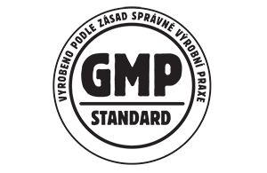 Nálepka s vyrobeno podle zásad správné výrobní praxe, bez GMP